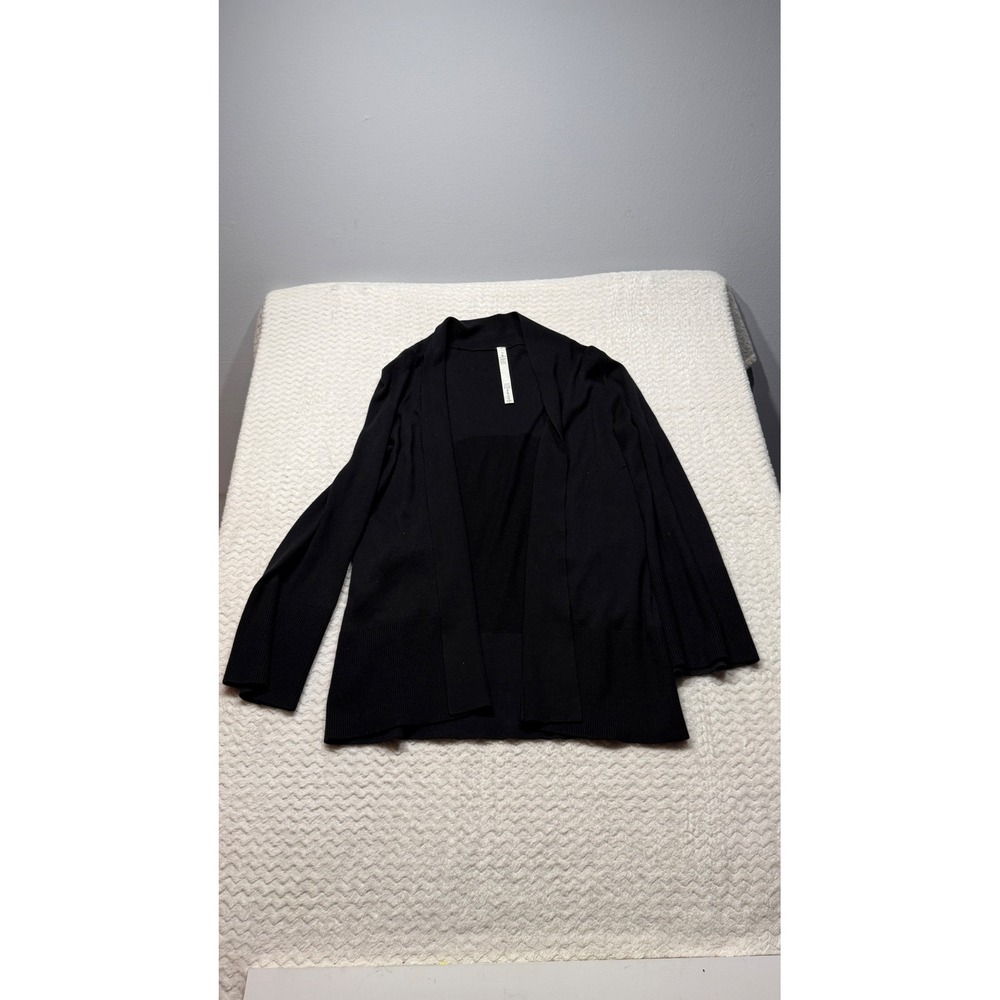 Lululemon Black Cashmere Blend Open Front Cardigan 10 Ribbed Knit Layering